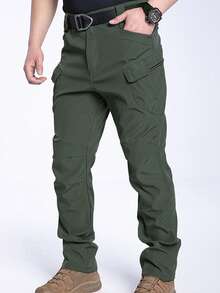 Men's Spring Autumn City Cargo Elastic Pants Trekking Hiking Camping Climbing Running Sports Cycling Work Outdoor Trousers - 黑色 - 查看 4