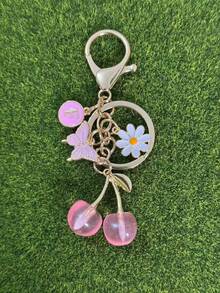 1个男女通用锌合金樱花蝴蝶钥匙扣，可爱动物吊坠，送给学生和朋友的绝佳礼物，可爱挂件，汽车配件，包包挂件，校园动物，可爱哥特风，Y2K风格