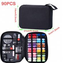 130/72 piezas Kit de suministros de costura, caja de herramientas de costura con agujas, tijeras, dedal, cinta métrica para manualidades en el hogar