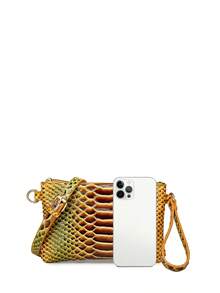 Python - Embossed Crossbody Bag: Sleek Design, Adjustable Strap, Ideal For Daily Chic - Yellow - View 2