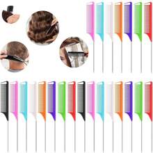 Random Professional Point-Tailed Comb Pin-Tailed Comb Rat-Tailed Comb Parting Comb Stainless Steel Tail Comb Anti-Static Hairbrush: Multi-Functional Comb For Normal Hair For Combing Out Tangles Hair Styling Candy Colours, Ideal For Hairdressers, Salons And Home Use