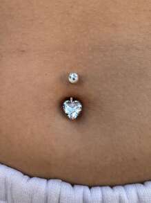 Tkool 1 Stück Edelstahl Bauchnabelpiercing Ring in Herzform, Bauchnabelschmuck für Frauen