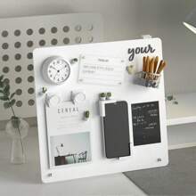 Magnetic Bulletin Board With Stand - 11.4x11.8 Inch Black Metal Tabletop Organizer With 4 Strong Magnets & Clips, Sleek Modern Design For Home Office, Classroom, Workspace - Magnetic Display Board, Office Organization, Minimalist Style, Sturdy Construction, Corporate Setup