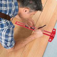 Woodworking 2 In 1 Drilling Positioning Scoring Ruler - Aluminum Alloy Scriber Marking T Square - Multifunctional Dowelling Jig With 6/8/10mm Drill Sleeves And Activity Block - Red - View 4