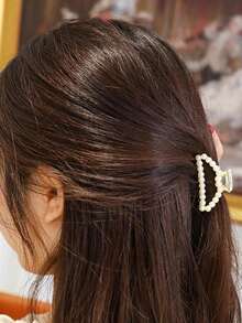 1 件几何图案休闲可爱锌合金发夹，水钻装饰发饰，适合所有季节发饰时尚爪夹女士发夹休闲发夹秋季配饰秋季时尚发夹冬季度假装女士