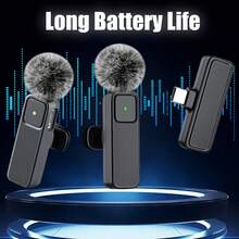 无线领夹式麦克风适用于手机 iPad TypeC 领夹式麦克风即插即用 2.4G 超低延迟内置降噪芯片 8 小时工作时间用于视频录制采访播客 Vlog - 黑色 - 查看 10