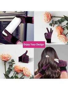 WANMEI 2pcs Heat Resistant Hair Styling Gloves, Anti-Slip Heat Protect Gloves, High Temperature Resistant Curling Iron Gloves, Non-Slip Heat Resistant Gloves For Hair Styling, Salon Home Hair Care Heat Protection Gloves - Multicolor - View 7