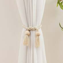 2 件木制窗帘绑带，波西米亚风格涤纶手工编织绳，带圆球或立方体设计，适用于窗帘、透明窗帘架，增添舒适氛围 - 彩色 - 查看 8