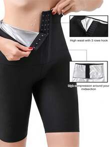 1 件女式高腰桑拿健身压缩短裤，收腹修身运动短裤，户外健身高腰涂层塑身短裤，可调节腰带，增强吸汗，5 英寸内缝，2024 年夏季新品，燃烧卡路里，塑形大腿，适合健身和瑜伽，热桑拿效果