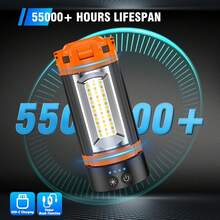 Adewalk 12000mAh Camping Light With Stand, Rechargeable Work Light, Dimmable Cordless Work Light With 3 LED Lamp Heads, Magnetic Emergency Flashlight With 79" Detachable Tripod - Orange - View 6