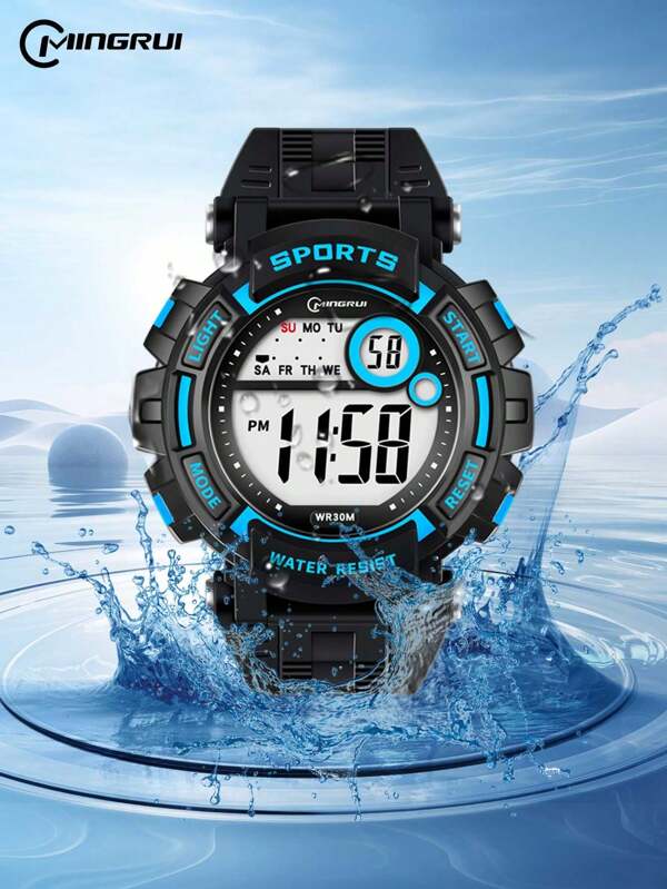 INS Popular Casual Sport Digital Wrist Watch, Men Luminous Waterproof Alarm Chronograph Multi-Functional Electronic Watch, Suitable For Boys, Waterproof Watch, Sports Watch, School Supplies