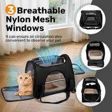 Secure Zipper Anti-Escape Pet Carrier Backpack | Spacious Ventilated Foldable Cat/Dog Travel Bag | Car & Airline Approved Collapsible Cage With Breathable Design - màu đen - Xem 6