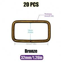 20 chiếc/gói 10-38mm Vòng khóa hình chữ nhật bằng kim loại Vòng khóa trượt cho thắt lưng, dây đeo ba lô, túi xách, vòng cổ thú cưng, phụ kiện tự làm - Nhiều màu - Xem 17