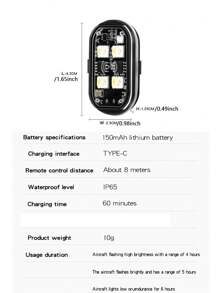 1/2/4 件摩托车飞机灯，酷炫摩托车装饰灯 RGB USB 充电 LED 汽车导航灯 - 彩色 - 查看 5
