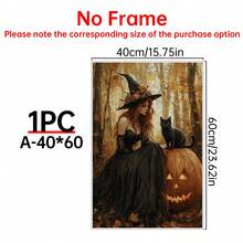 1 bức tranh tường vải canvas phù thủy Halloween quyến rũ cảnh rừng mùa thu với mèo đen và đèn lồng bí ngô, đồ trang trí theo mùa ma quái, đồ trang trí nhà cửa, thẩm mỹ trang trí phòng, tranh tường vải canvas, khung tùy chọn áp phích phòng, đồ trang trí phòng ngủ - 1 cái - Xem 18
