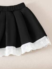 2-Piece Set Toddler Girls European & American Style Casual Long Sleeve Sweatshirt And Skirt Outfit, Lightweight, Spring/Autumn - Black - View 6