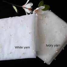 1pc, Bridal Veil With Faux Pearl Decoration, Romantic Wedding Accessory, Elegant Single Tier White Veil With Comb For Bride And Bachelorette Party Decor