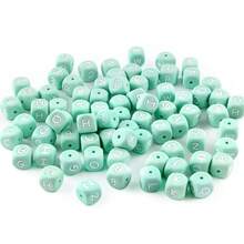 10件/26件，12毫米，绿色字母硅胶珠（A-Z）可用于DIY节日氛围|钥匙扣|背包挂件等，也可用作创意手链等