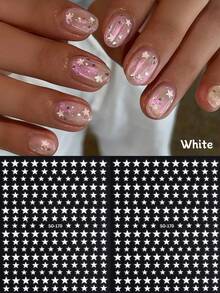 闪亮激光金属银色星星烫金美甲贴纸金色黑白玫瑰金五角星天空指甲贴花自粘 Y2K 指甲饰物美甲装饰 DIY 美甲用品