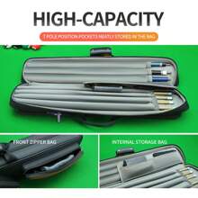 Estuche para taco de billar 3x4 que sostiene 3 tacos y 4 varas, estuche de transporte para taco de billar con asa y correa de hombro transpirable, bolsa acolchada para taco de billar con bolsillo frontal para accesorios, negro, regalo de Halloween