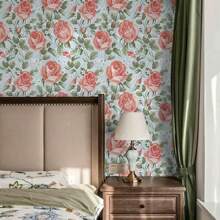 1 卷浅粉色个性化花卉图案壁纸 - 浴室客厅墙壁装饰橱柜咖啡桌遮盖贴纸可移除厨房壁纸宿舍办公室装饰室内 DIY 易剥离无残留易于安装防水墙贴尺寸 17.7 英寸/196.8/118.1/39.3 英寸