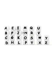 20-78 piezas de cuentas de silicona del alfabeto A-Z de 12 mm, cuentas con agujero recto para manualidades DIY, joyería y accesorios festivos - Blanco - Ver 1
