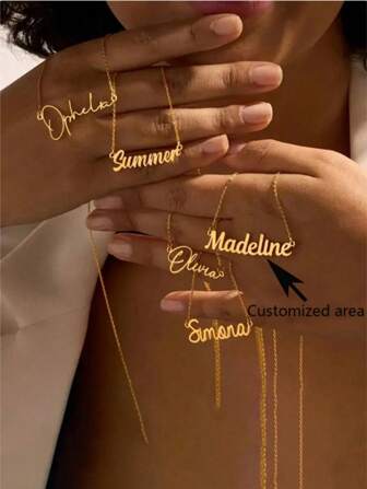 A Personalized Stainless Steel Name Necklace - Custom Letters Or Name Pendant, Elegant Cursive Style Jewelry, Durable Chains Suitable For Daily Or Special Occasions - Birthday, Anniversary, Wedding Gifts - Simple Customized Name Jewelry, High-End Accessories, Letters For School Season Return To School Season, Suitable For Vacation And Travel