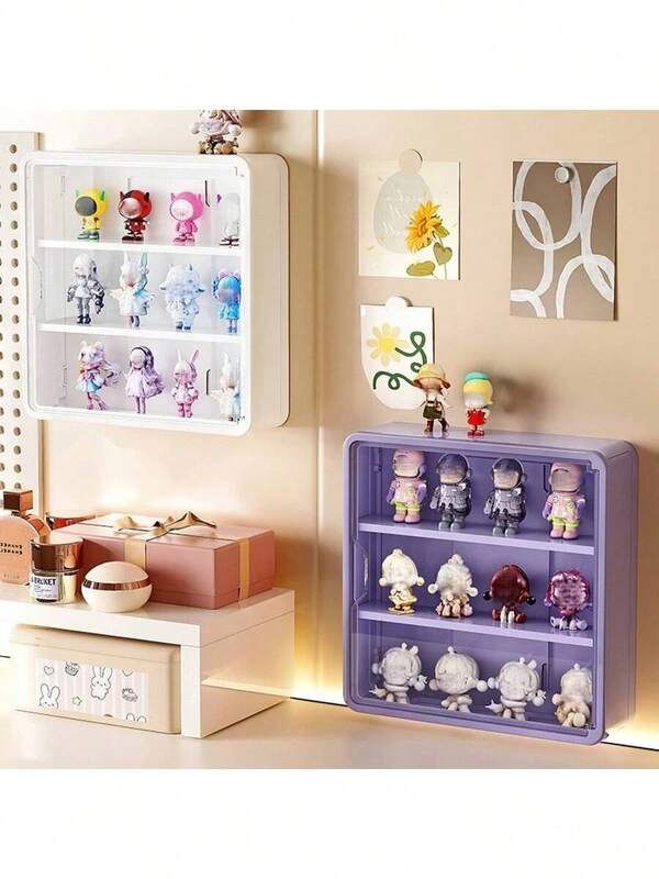 1 خزانة تخزين متعددة الوظائف، خزانة عرض مقاومة للغبار باللون الأبيض، رف تخزين، خزانة عرض ذات باب مغناطيسي، خزانة عرض دمية شفافة من الأكريليك مثبتة على الحائط، صندوق عرض دمية/لعبة، رف تخزين مستحضرات التجميل، حامل عرض نموذج. مثالي لألعاب النماذج المصغرة أو مجموعات الدمى، تصميم موفر للمساحة (النماذج غير مشمولة).