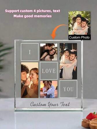 1pc Customized Acrylic Photo Display Stand, Personalized Acrylic Decor For Office Desk, Living Room, Bedroom, Unique Gift For Family, Friends, Graduation, Birthday, Wedding Party