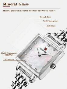 Reward Women's Quartz Watch, Luxury Fashion Women's Watch, Stainless Steel Band, Waterproof, With Gift Box, Elegant Versatile, Business Casual - Silver - View 6