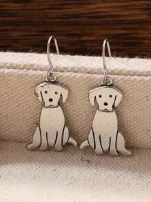 1 Pair Retro Bohemian Style Labrador Dog Shaped Earrings, Gift Jewelry Suitable For Women/Dog Lovers Daily Wear