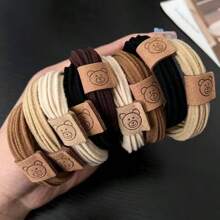 10pcs High Elasticity Hair Scrunchies For Women - Cute Bear Print Ponytail Holders, Durable Small Hair Ties Set, Snap-Free For Daily Styling & Thin Hair, Hair Elastics, Hair Rope, Fall