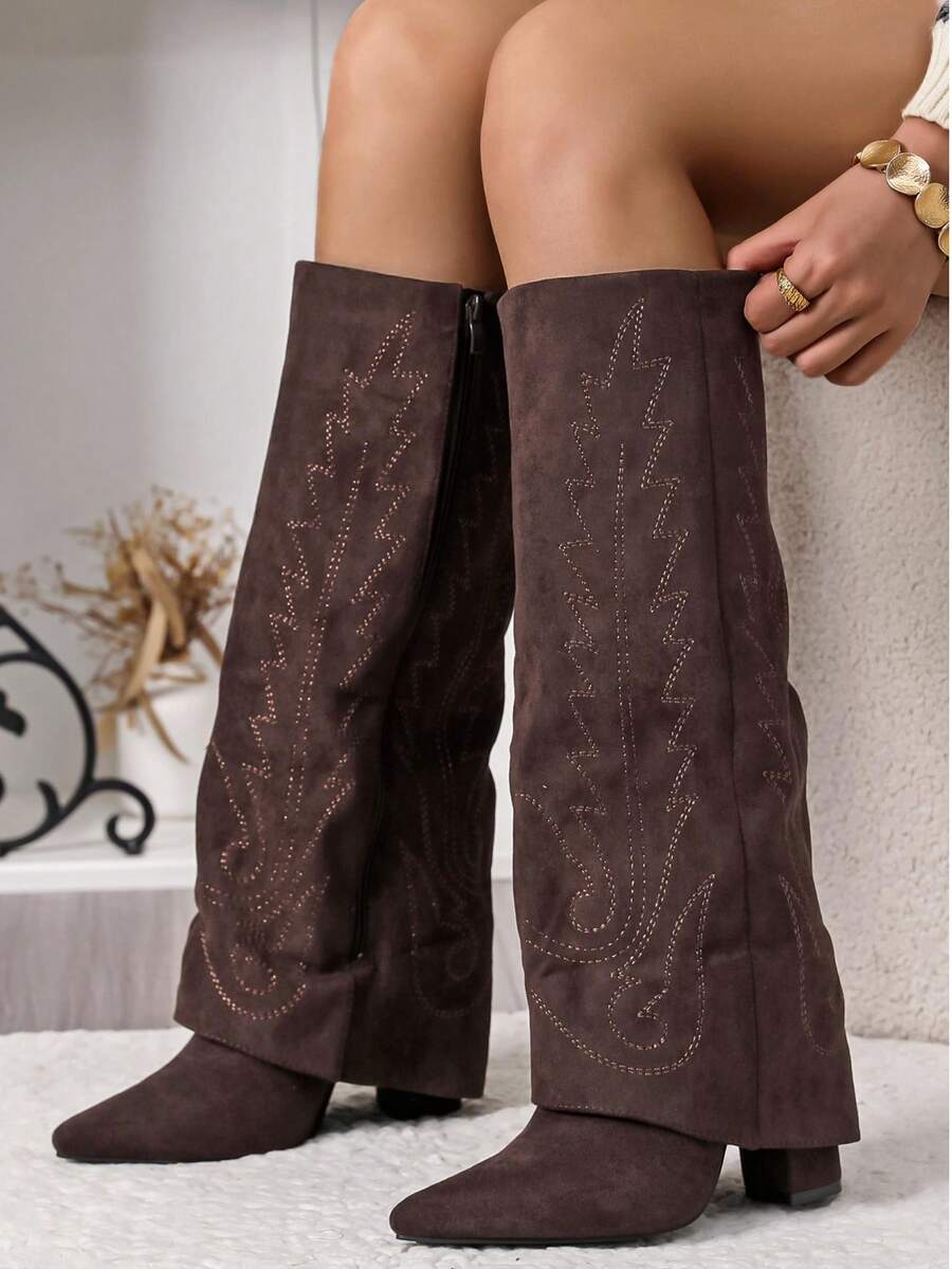 Folded Over The Boot Holiday Vacay Vibe For And Summer Shoes Spring Shoes Spring Break Easter - Brown - View 1