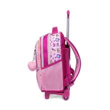 女孩上学用滚轮背包 3 件套儿童行李背包带铅笔盒和午餐盒 返校