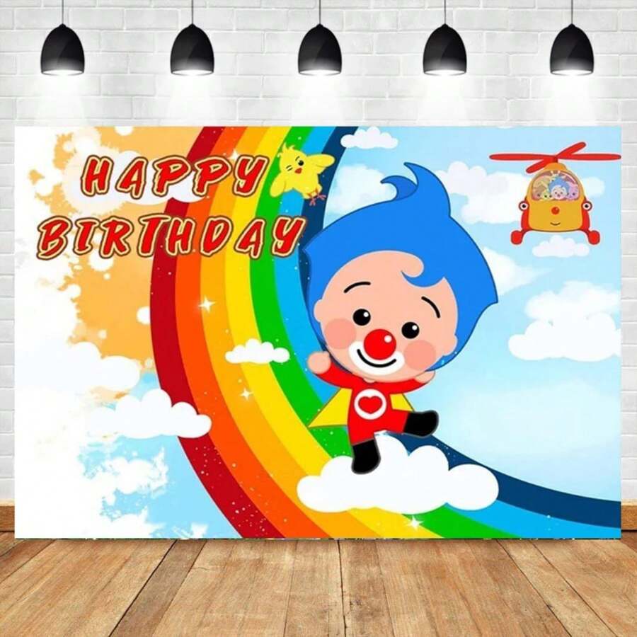 Fondos para fotografía de decoración para fiesta de primer cumpleaños de niños con diseños de payasos, globos, arcoíris y dibujos animados (múltiples estilos)