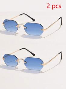 1 pièce Lunettes de soleil métal homme, style polygone sans monture, classique, simple, élégant, polyvalent et . Idéal pour le port quotidien, les vacances, la plage, les sorties. S'accorde avec les sweaters, vestes, sweatshirts, pantalons et cargos, pour l'été, les vacances, les sorties en extérieur et les voyages