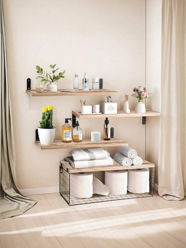 Episas Flotantes De Madera Hogar Decorar Estantes Pared 4pcs