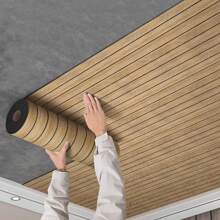Wooden Flat Noodles 3D Wallboard - Sound Insulation Self-Adhesive Wall Sticker, Thickened Moisture-Proof Removable PVC Flat Noodles Wallpaper And Foam Board, Used For Home Decoration, 3d Three-Dimensional Waterproof Moisture-Proof Living Room TV Background Wall, Wood Grain Rental Room Decoration Supplies