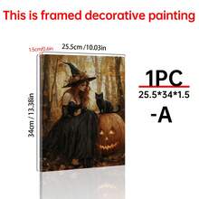 1 bức tranh tường vải canvas phù thủy Halloween quyến rũ cảnh rừng mùa thu với mèo đen và đèn lồng bí ngô, đồ trang trí theo mùa ma quái, đồ trang trí nhà cửa, thẩm mỹ trang trí phòng, tranh tường vải canvas, khung tùy chọn áp phích phòng, đồ trang trí phòng ngủ - 1 cái - Xem 14