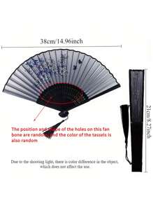 3pcs Chinese Folding Fan, Plum Orchid Bamboo Chrysanthemum Black Set, Classical Ancient Fan Folding Fan, Summer Fringe Model, Portable Hanfu Dance Fan For Male And Female Students