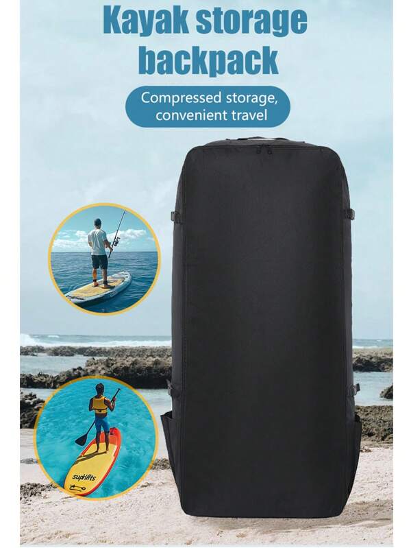1 pièce Sac à dos de grande capacité pour planche de surf, sac de rangement de bagages de camping, sac à dos noir durable pour planche de surf, design à fermeture éclair imperméable, grande taille