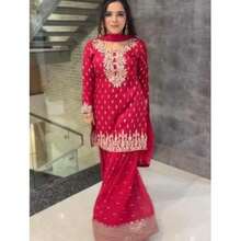 Festive Special Red Gharara Suit Set - Red - View 1