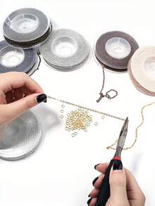 1/6/8 Rolls 3 Meters Long Chain Kit, Includes Jump Rings, Lobster Clasps And Open Rings, Suitable For Making Bracelets, Earrings And Necklaces. 2mm Wide Chain, Jewelry Making Supplies. 8 Colors Available - Multicolor - View 4