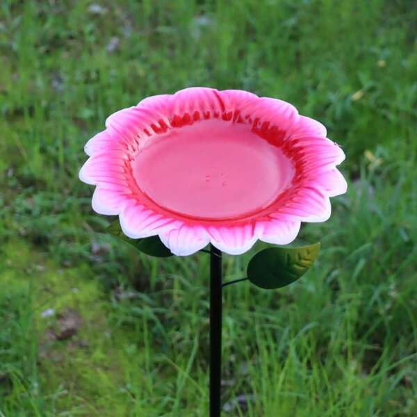 1pc 7.8*28.3 Inch Unique Lotus Design Bird Feeder, Practical And Decorative For Garden, Patio, Lawn Bird Bath, Ideal For Gardening Enthusiasts & Bird Watchers