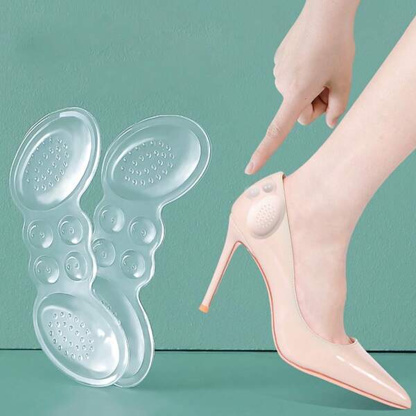 2pcs Silicone Heel Grips, Anti-Friction Heel Pads For Women High Heels, Thickened Half Size Up Soft Universal