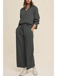 Cakulo Womens Sweatsuits 2 Piece Lounge Sets Fall Outfits Wide Leg Jogger Sweat Pants Loungewear Set Track Suits