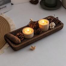 1 szt. 16" dekoracyjna miska taca centralny element stołu: drewniana miska na ciasto do wystroju pokoju domowego, rustykalne świeczniki do jadalni, blatu kuchennego, wiejskiej długiej wąskiej tacki na przyjęcie weselne, wystrój świąteczny walentynkowy