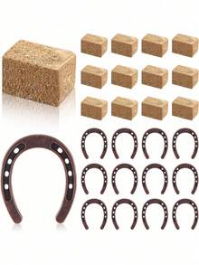 1-24 件西部主题派对装饰牛仔桌面中心装饰带迷你马蹄铁迷你干草捆装饰桌面马术派对装饰工艺品生日婚礼。 - 彩色 - 查看 2