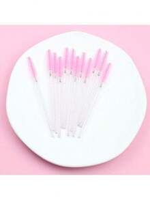 200pcs/100pcs/50pcs/10pcs Disposable Mascara Wands Eyelash Brush Spoolies For Eyelash Cleaning Eyebrow Crystal Shine Eyelashes Brushes Lash Extensions Makeup Tool - Pink - View 4