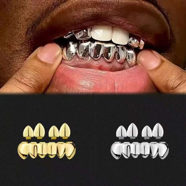 1pc 2pcs 3pcs Fashionable & Stylish Shiny 3 PiecesTooth Ornament Set And Personalized Design, Perfect For Hip-Hop Rap Style. Suitable For Cosplay, Rappers, Gifting, Or Daily Self-Use. Unisex Design Fits Both Men And Women.